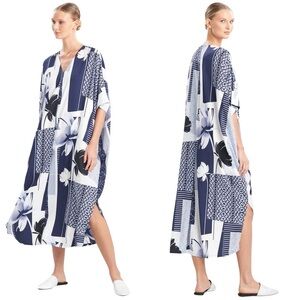 NATORI Kabuki Zip Caftan in Mixed Print Size Medium